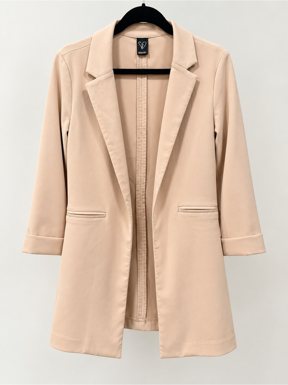 Windsor Blush Nude Longline Blazer 3/4 Sleeve Women's